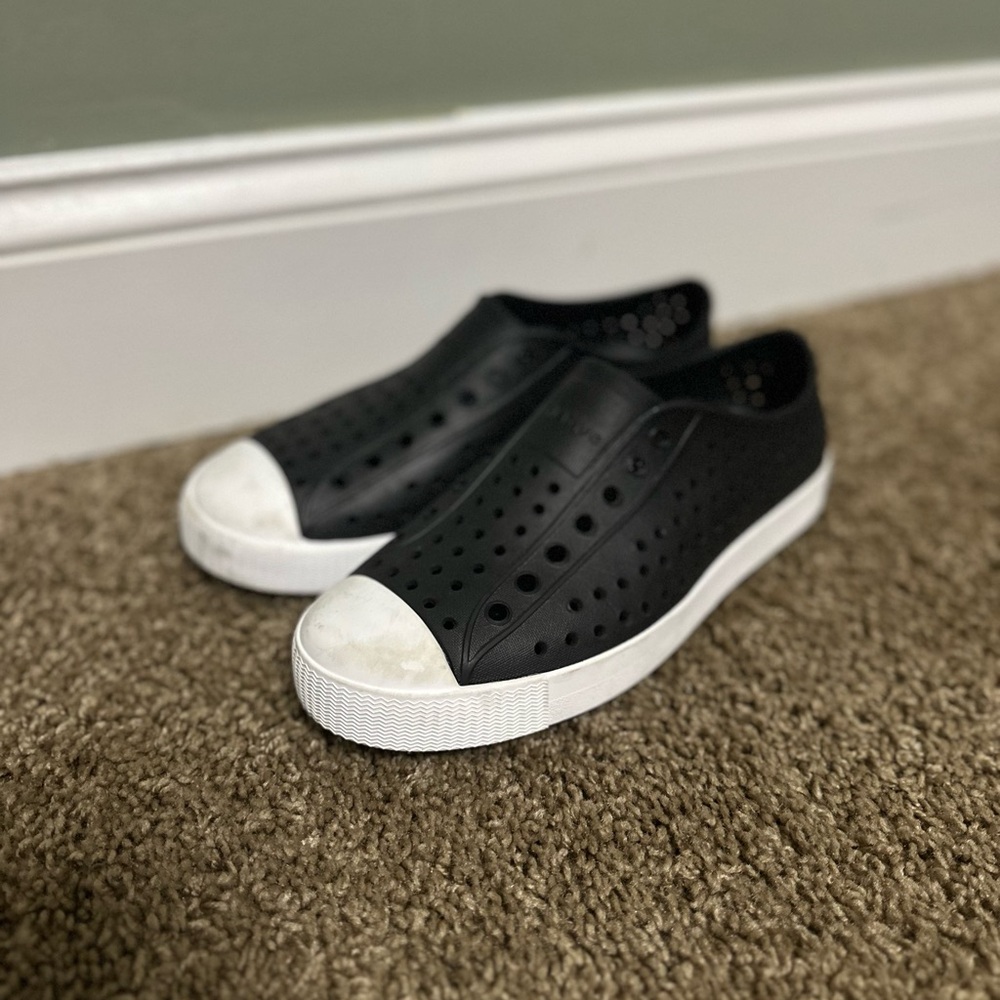 Native Kids Black and White Slip-On Sneakers